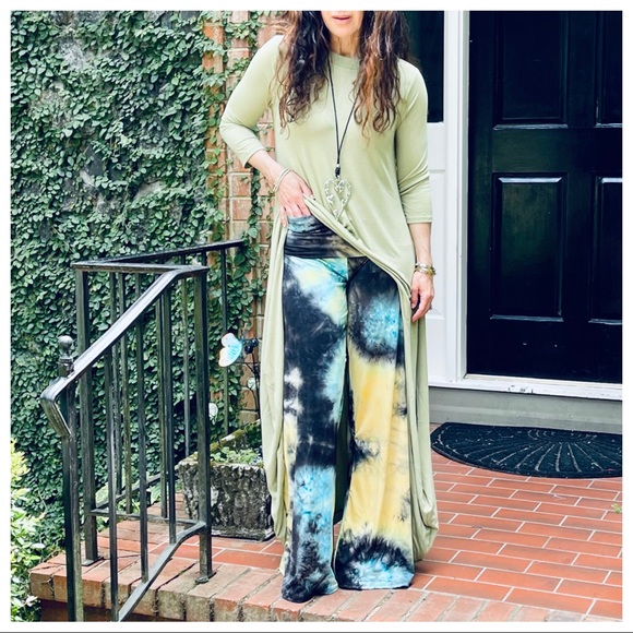 Boho Chic Tie Dye high waist Palazzo pants - Picture 4 of 5
